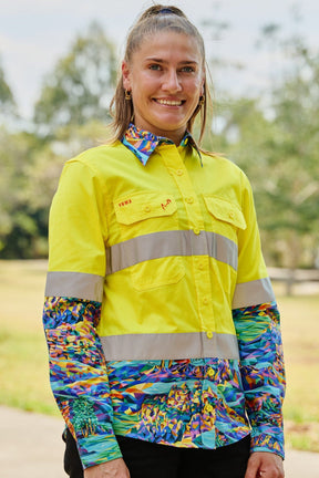 TradeMutt Workshirt Women's Daydreamin' Yellow Day/Night Hi Vis Work Shirt Women's Daydreamin' Yellow Day/Night Hi Vis Work Shirt