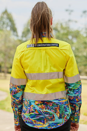 TradeMutt Workshirt Women's Daydreamin' Yellow Day/Night Hi Vis Work Shirt Women's Daydreamin' Yellow Day/Night Hi Vis Work Shirt