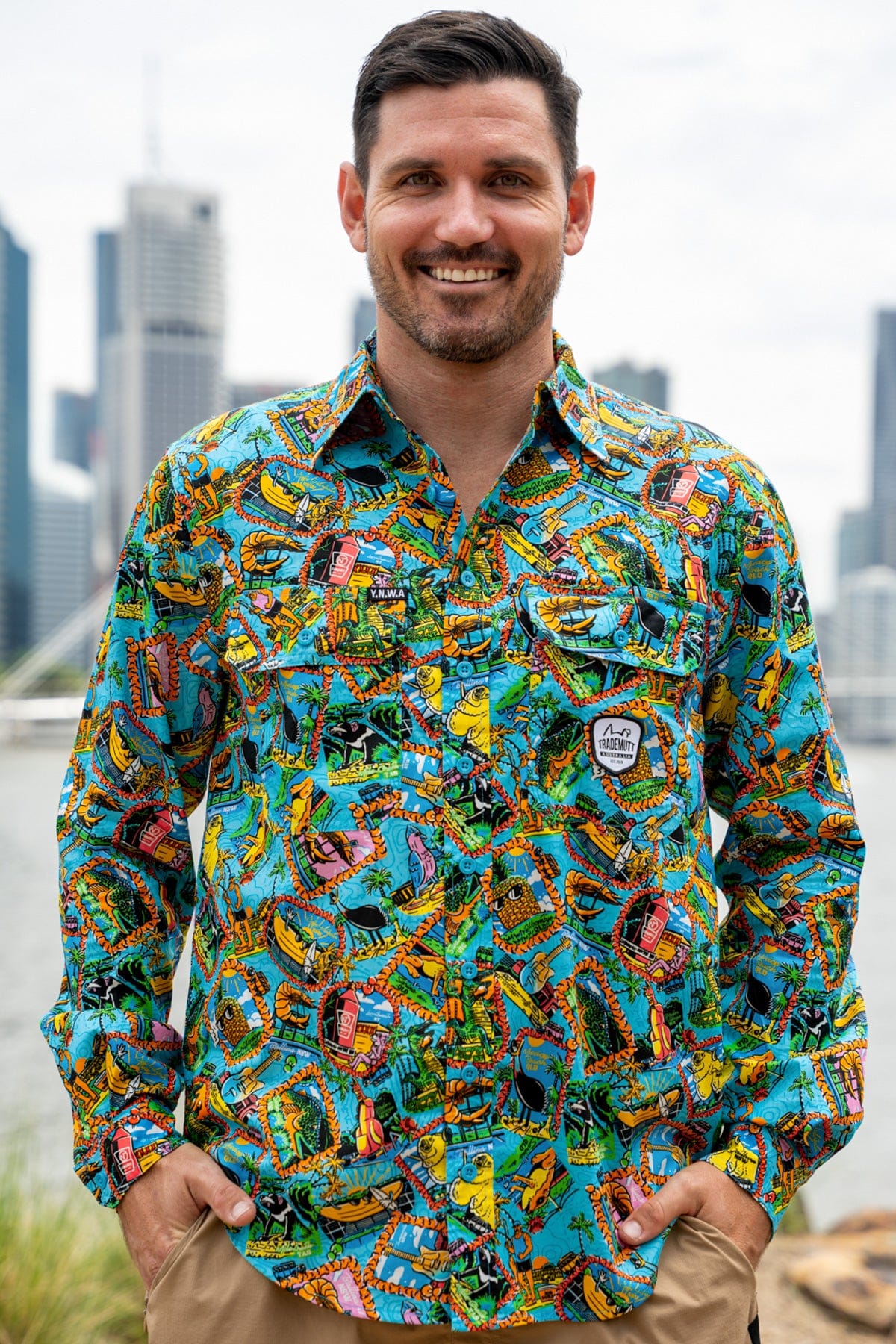 TradeMutt Workshirt Men's Lightweight Big Thing Energy Full Button Work Shirt Men's Lightweight Big Thing Energy Full Button Work Shirt
