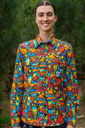 TradeMutt Workshirt Women's Shindig Shenanigans Full Button Work Shirt Women's Shindig Shenanigans Full Button Work Shirt