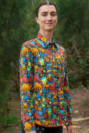 TradeMutt Workshirt Women's Shindig Shenanigans Full Button Work Shirt Women's Shindig Shenanigans Full Button Work Shirt