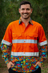 Men's Shindig Shenanigans Orange Day/Night Hi Vis Work Shirt