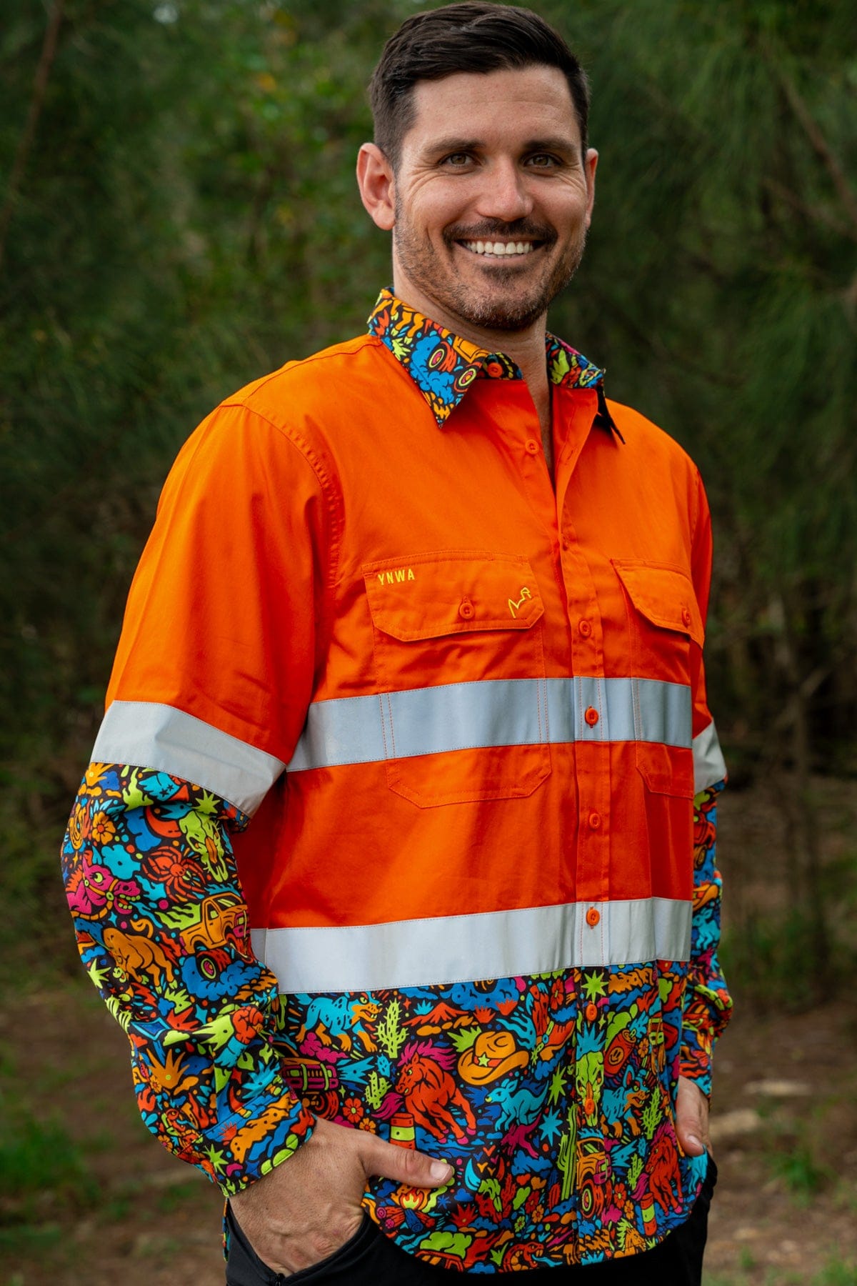 Men's Shindig Shenanigans Orange Day/Night Hi Vis Work Shirt