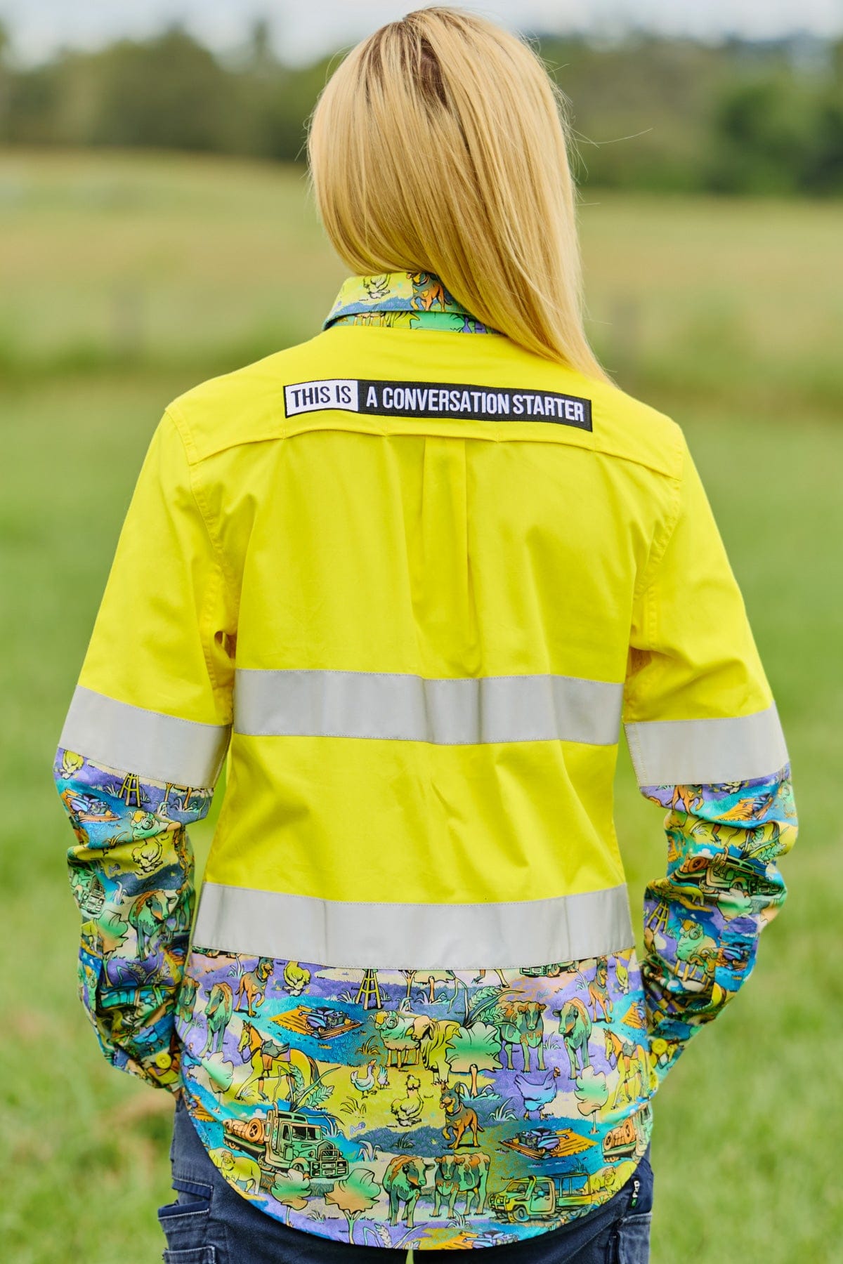 TradeMutt Workshirt Women's Cracka' Dawn Yellow Day/Night Hi Vis Work Shirt Women's Cracka' Dawn Yellow Day/Night Hi Vis Work Shirt