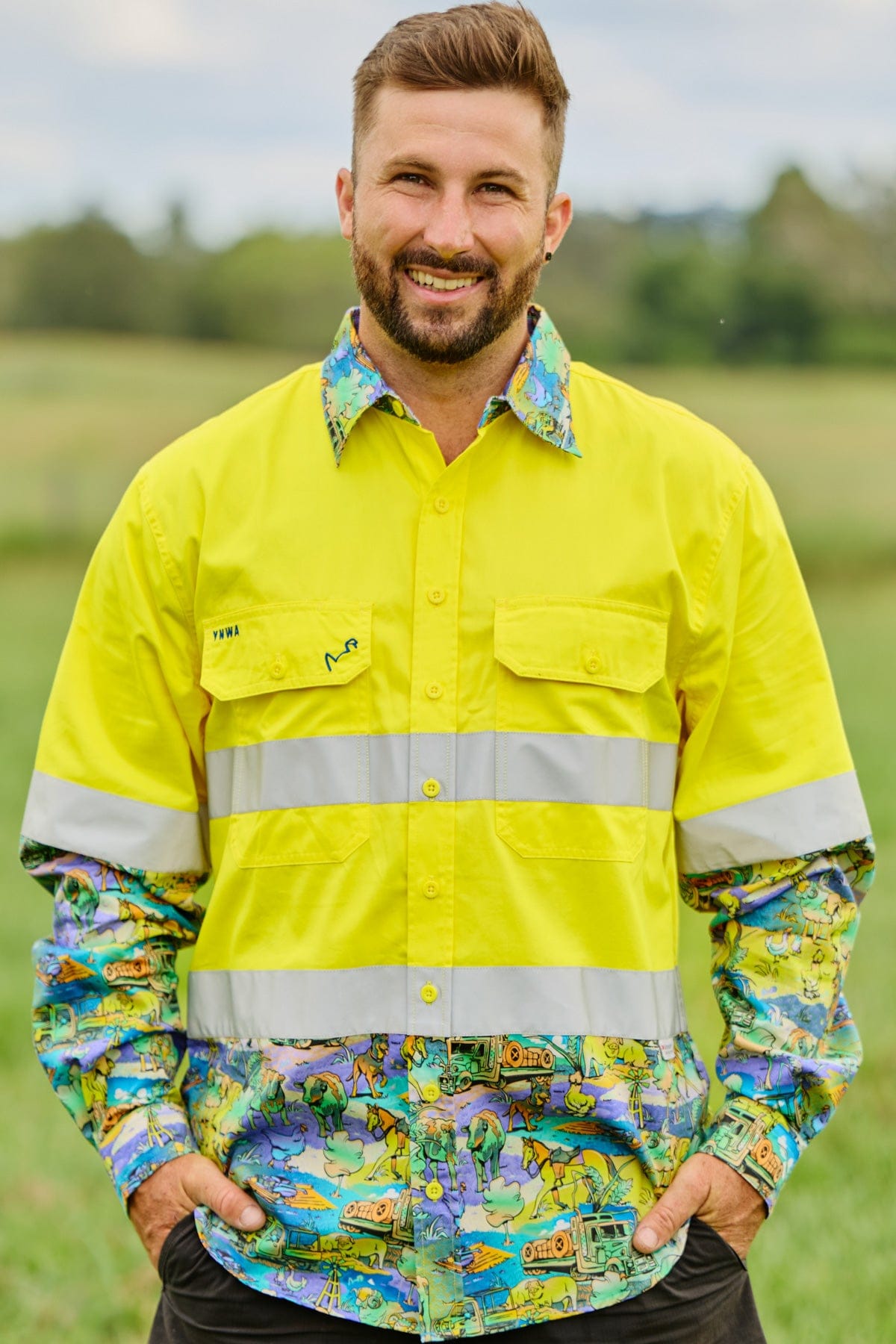 Men's Cracka' Dawn Yellow Day/Night Hi Vis Work Shirt