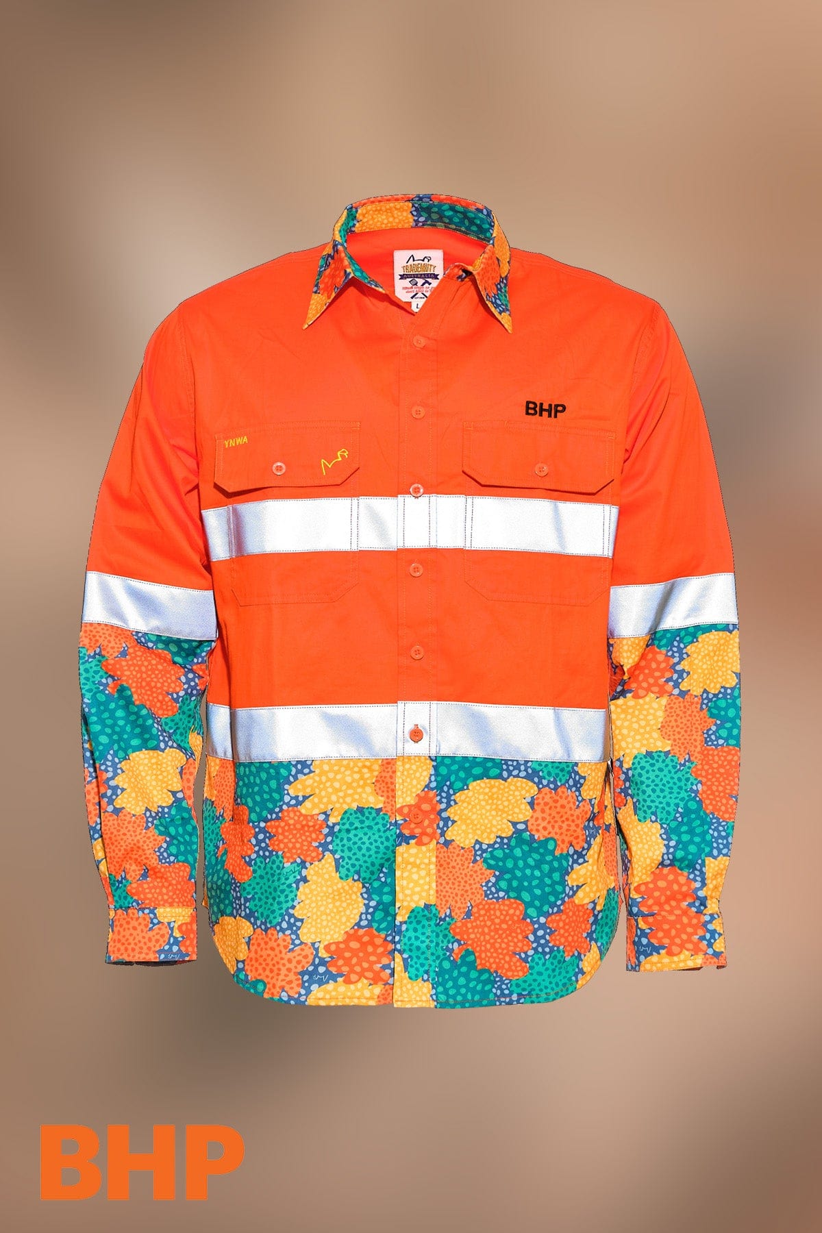 TradeMutt Custom BHP Orange Hi Vis Cotton Work Shirt Custom BHP Orange Hi Vis Cotton Work Shirt 20758