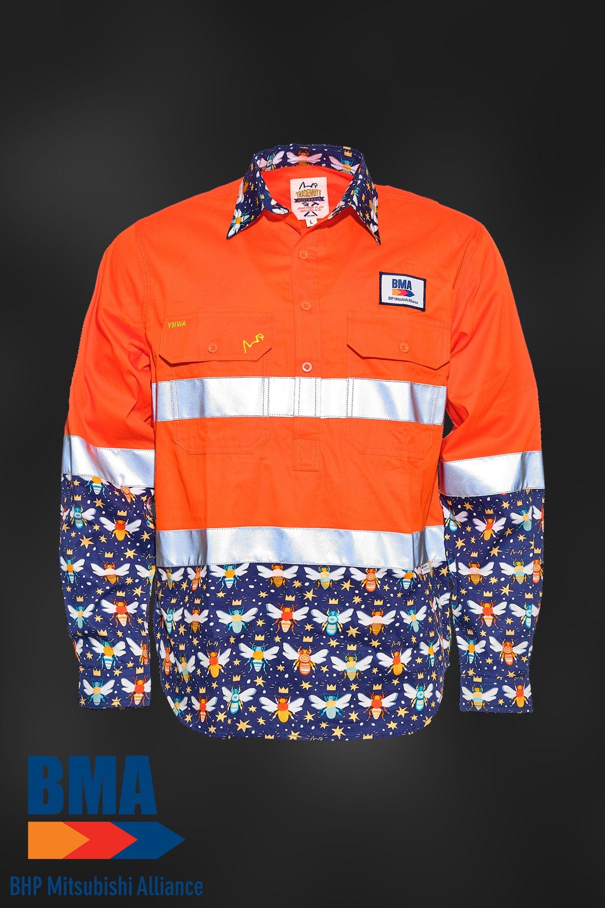 Custom BMA Orange Hi Vis Cotton Work Shirt