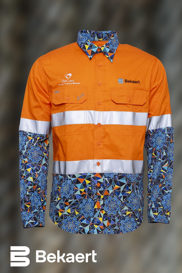 "Steel Kaleidoscope" Hi vis Cotton workshirt