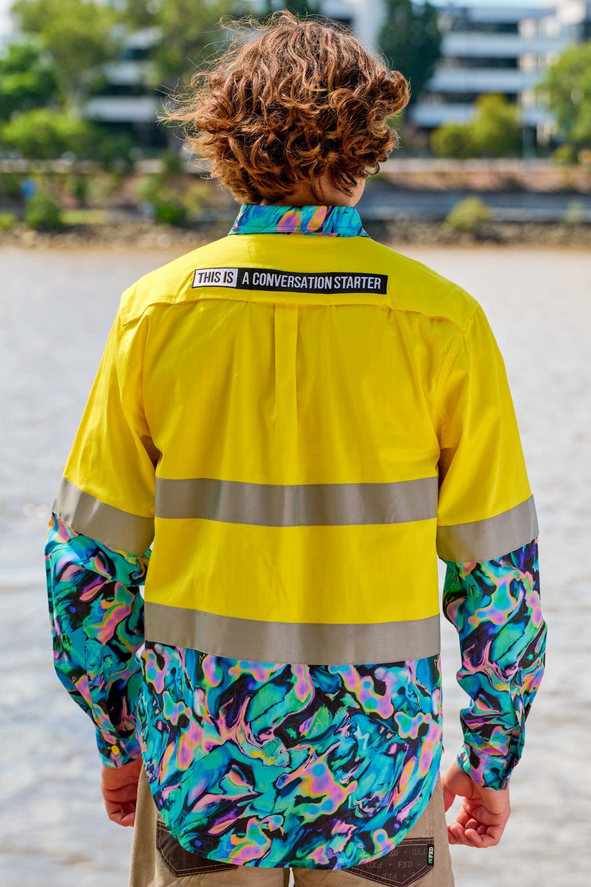 Bleached Az Men's Yellow Hi Vis Work Shirt