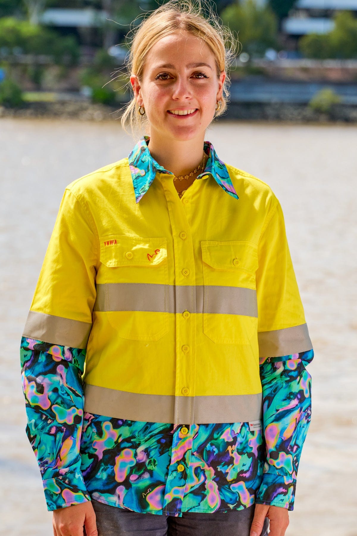 Bleached Az Women's Yellow Hi Vis Work Shirt