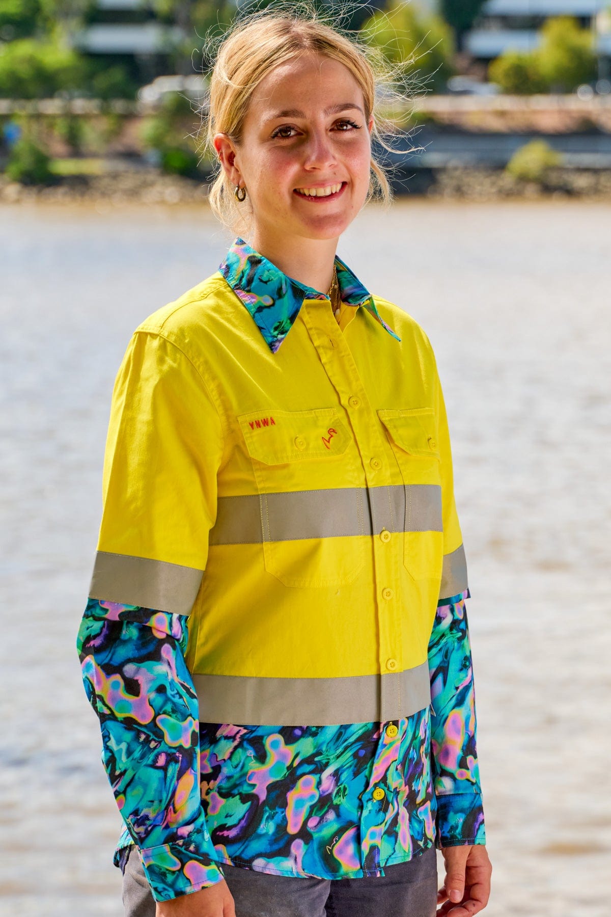 Bleached Az Women's Yellow Hi Vis Work Shirt