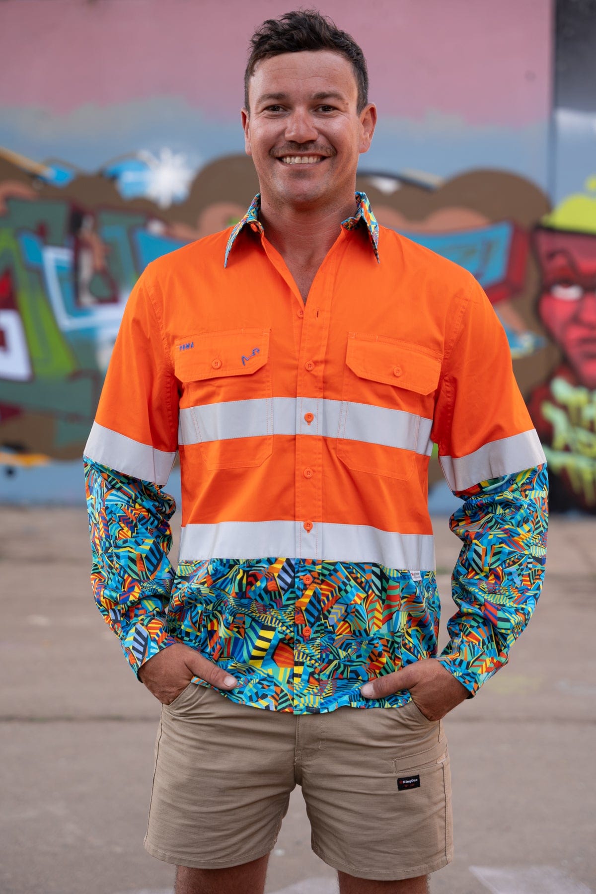 Men's Crackalackin Orange Day/Night Hi Vis 2.0 Full Button Workshirt