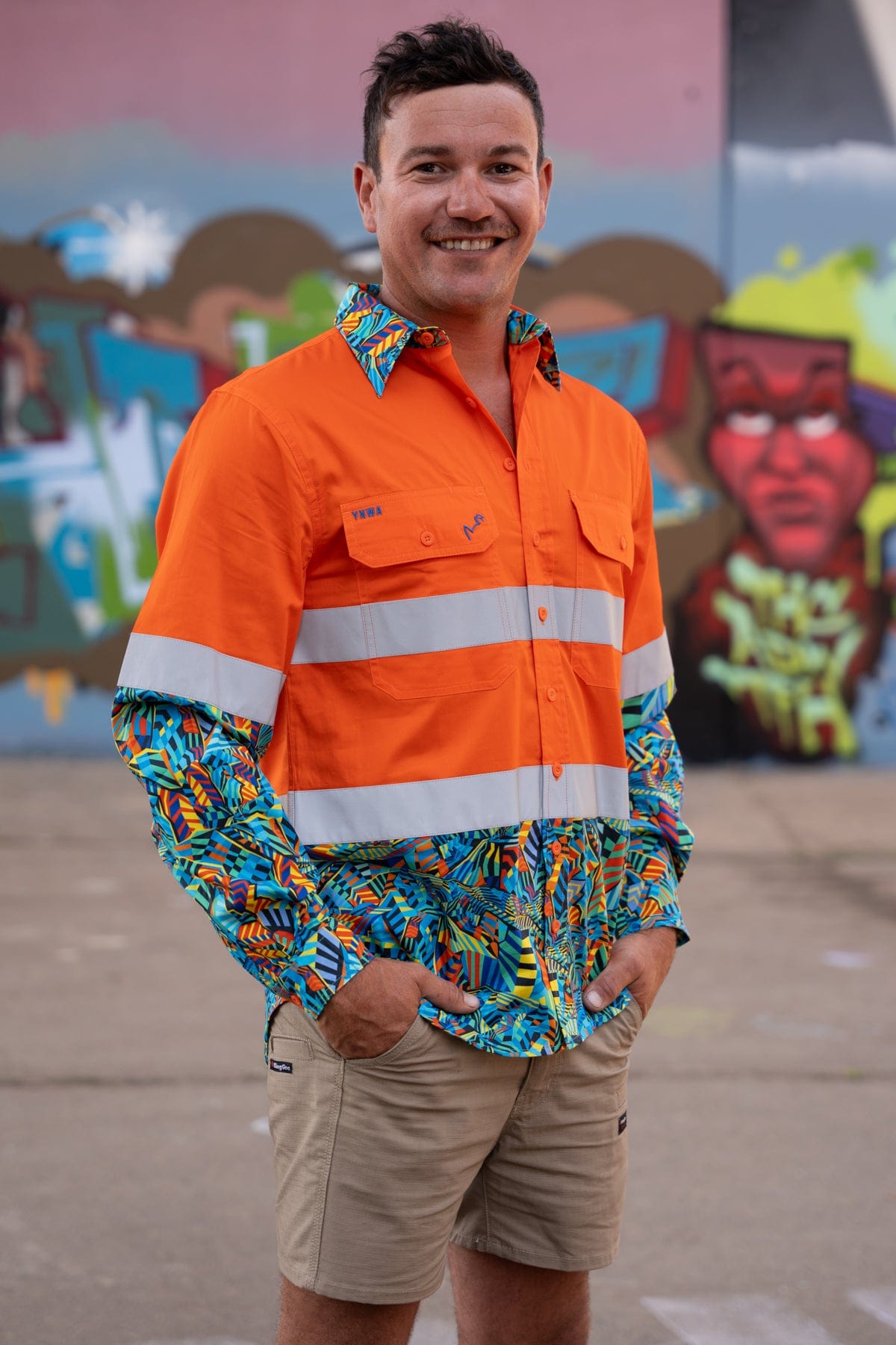 Men's Crackalackin Orange Day/Night Hi Vis 2.0 Full Button Workshirt