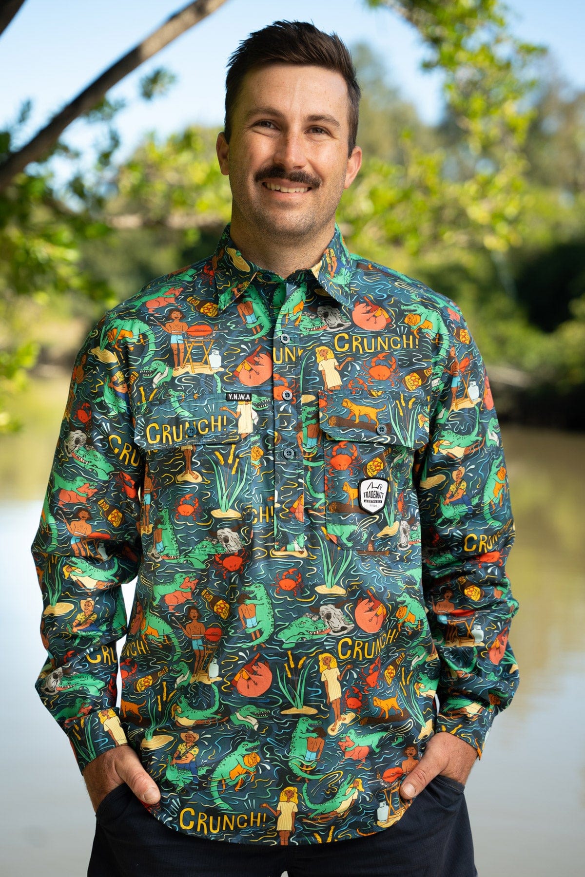Men's Stop Croc & Roll Half Button Work Shirt