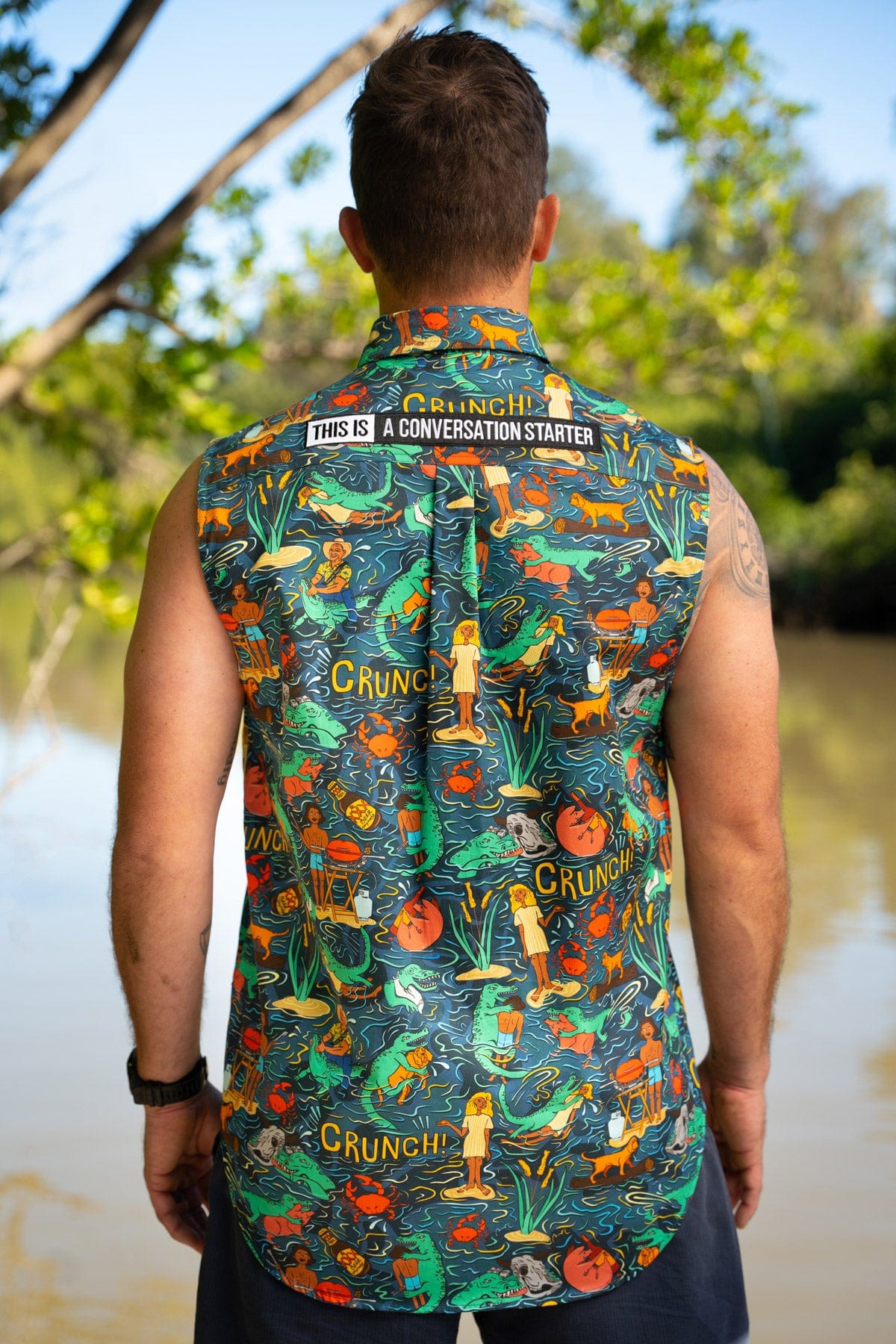 TradeMutt Workshirt Stop Croc & Roll Territory Sleeve Work Shirt Stop Croc & Roll Territory Sleeve Shirt | TradeMutt Work Shirts | Short Sleeve Shirt