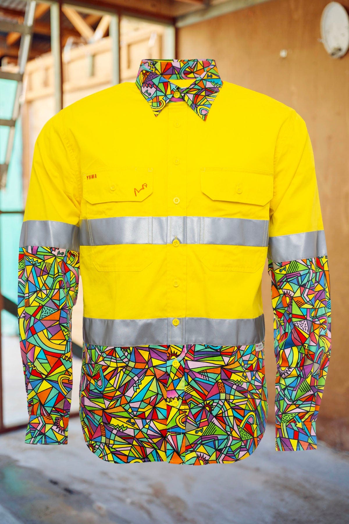 TradeMutt Workshirt Men's Bonza Yellow Day/Night Hi Vis 2.0 Full Button Work Shirt Men's Bonza Yellow Day/Night Hi Vis Half Button Workshirt | TradeMutt Workshirts