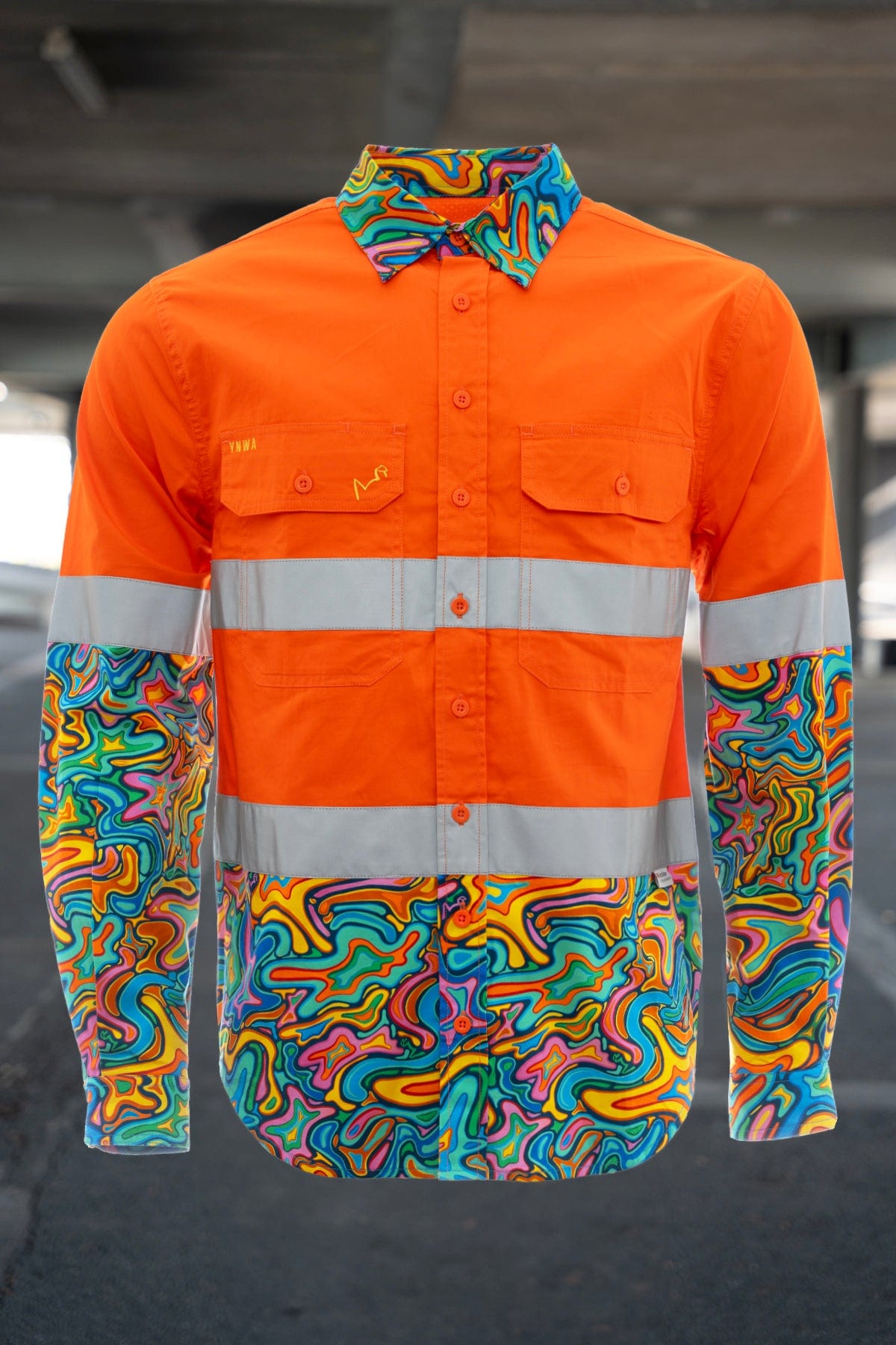 Men's Splatisfaction Orange Day/Night Hi Vis Full Button Workshirt