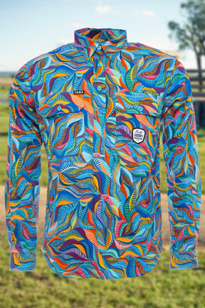 TradeMutt Workshirt Men's Snazzy Half Button Long Sleeve Work Shirt Men's Snazzy Half Button Workshirt | TradeMutt Workshirts