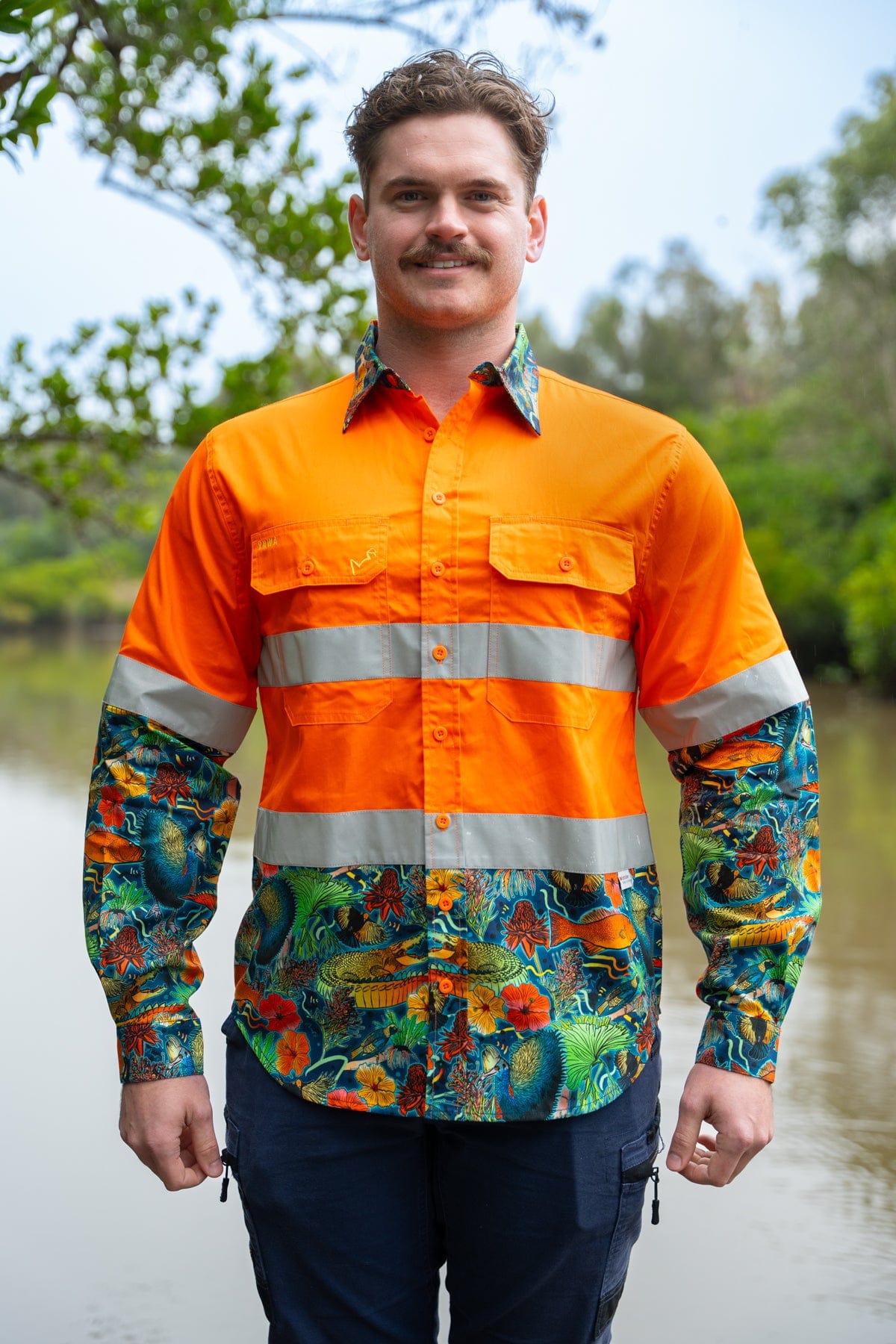 Men's Dundee Orange Day/Night Hi Vis Full Button Workshirt