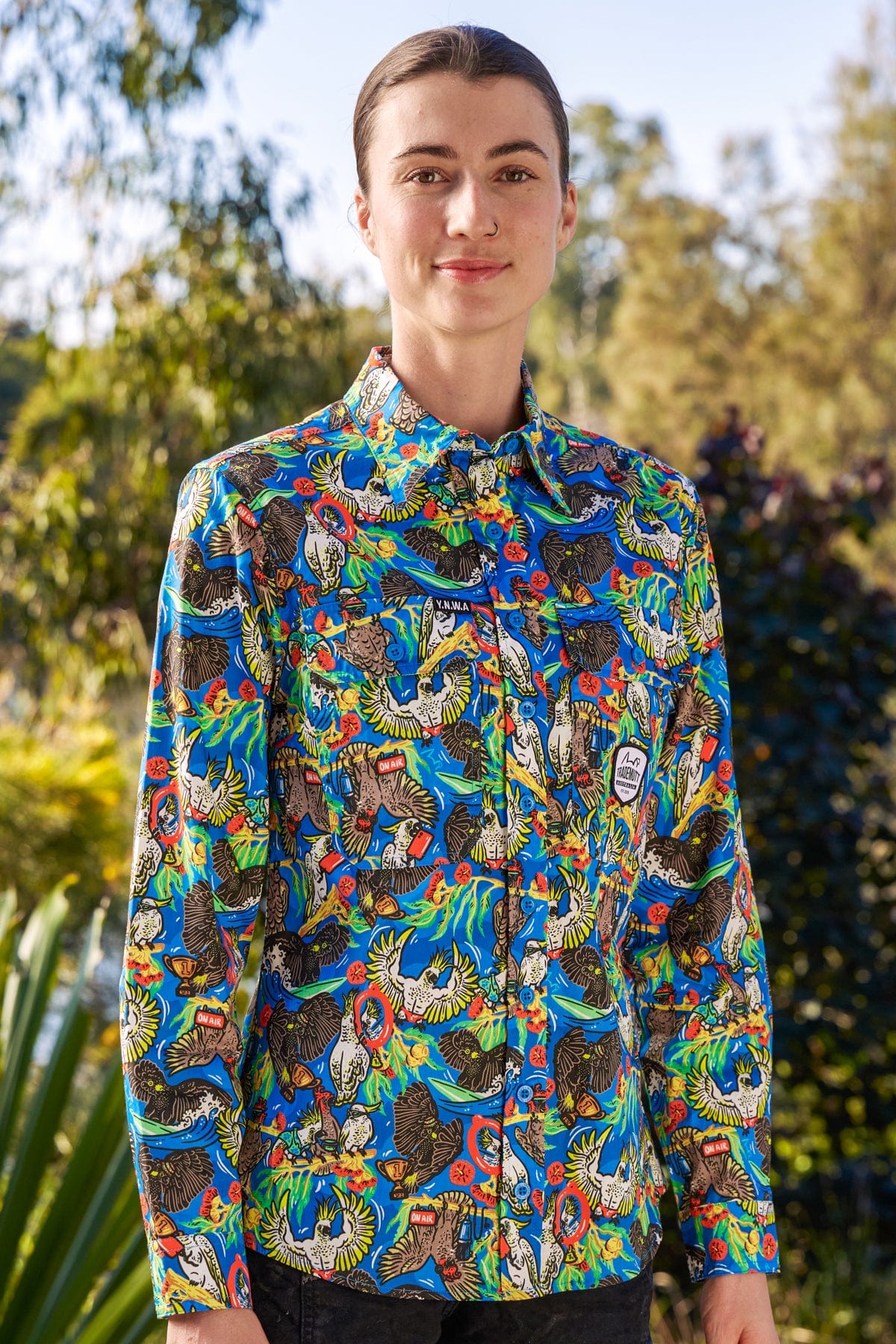 Women's Light Weight Flock Around & Find Out Full Button Work Shirt