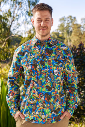 TradeMutt Workshirt Men's Light Weight Flock Around & Find Out Half Button Work Shirt Men's Light Weight Flock Around & Find Out Half Button Work Shirt