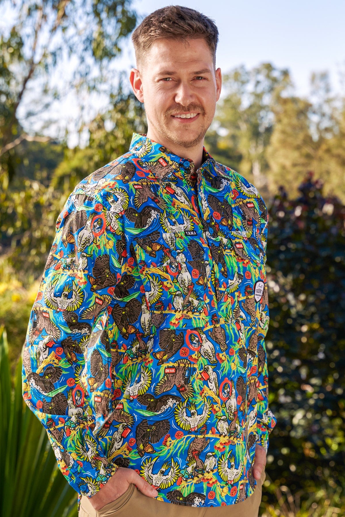 Men's Light Weight Flock Around & Find Out Half Button Work Shirt