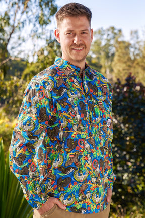 TradeMutt Workshirt Men's Light Weight Flock Around & Find Out Half Button Work Shirt Men's Light Weight Flock Around & Find Out Half Button Work Shirt