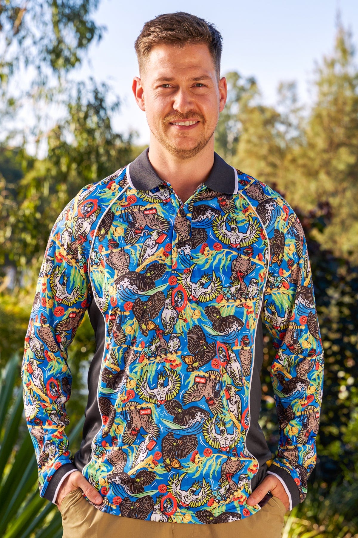 Unisex Flock Around & Find Out Full Print Long Sleeve Polo