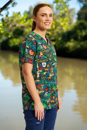 TradeMutt Scrubs Unisex Stop Croc & Roll Scrub Top Unisex Stop Croc & Roll Scrubs Top | TradeMutt Work Shirts