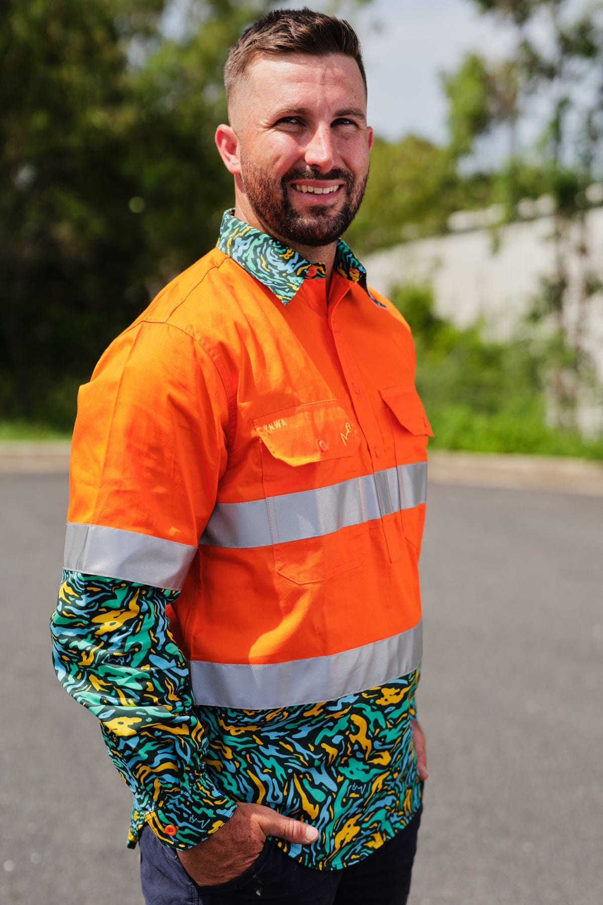 Men's Spun Out Orange Day/Night Hi Vis Workshirt