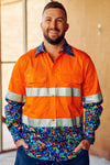 TradeMutt Workshirt Men's Pearler Orange Day/Night Hi Vis 2.0 Full Button Work Shirt Men's Pearler Orange Day/Night Hi Vis Half Button Workshirt | TradeMutt Workshirts