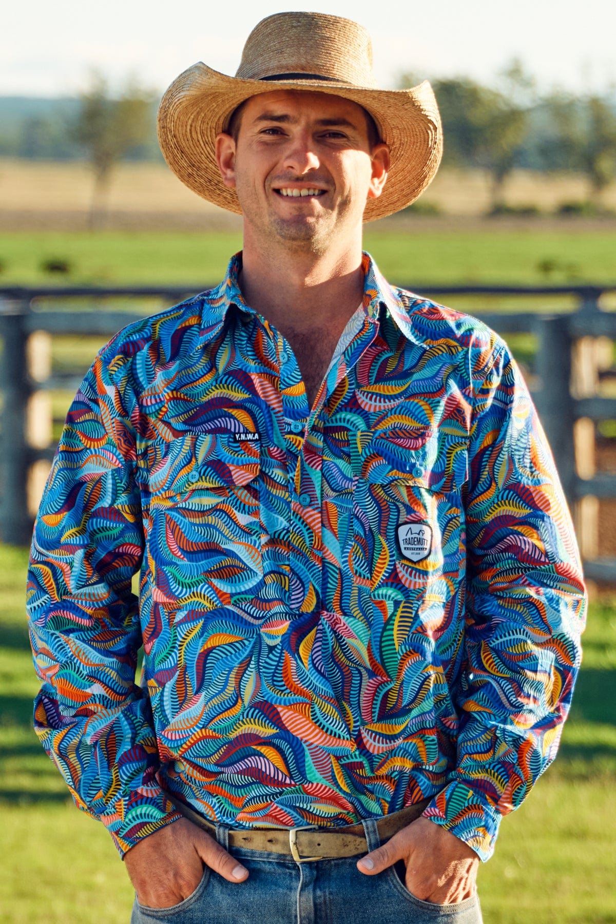 TradeMutt Workshirt Men's Snazzy Half Button Long Sleeve Work Shirt Men's Snazzy Half Button Workshirt | TradeMutt Workshirts