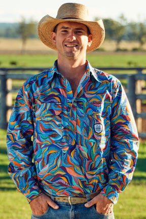 TradeMutt Workshirt Men's Snazzy Half Button Long Sleeve Work Shirt Men's Snazzy Half Button Workshirt | TradeMutt Workshirts