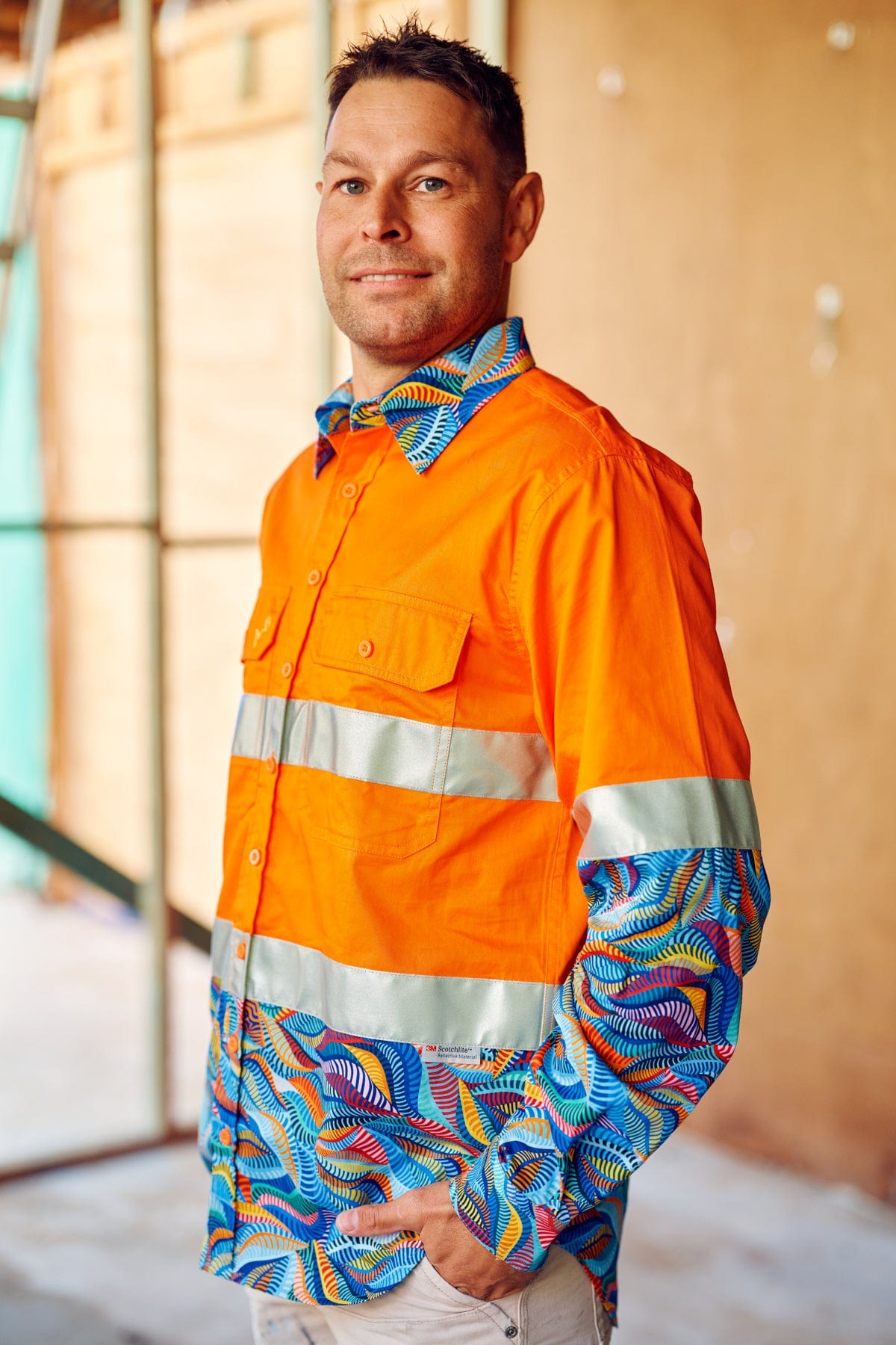 Men's Snazzy Orange Day/Night Hi Vis 2.0 Full Button Work Shirt