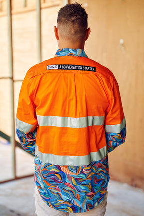 TradeMutt Workshirt Men's Snazzy Orange Day/Night Hi Vis 2.0 Full Button Work Shirt Men's Snazzy Orange Day/Night Hi Vis Workshirt | TradeMutt Workshirts