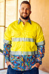 TradeMutt Workshirt Men's Snazzy Yellow Day/Night Hi Vis 2.0 Full Button Work Shirt Men's Snazzy Yellow Day/Night Hi Vis Workshirt | TradeMutt Workshirts