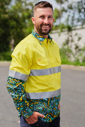 TradeMutt Workshirt Men's Spun Out Yellow Day/Night Hi Vis Workshirt Men's Spun Out Yellow Day/Night Hi Vis Workshirt | TradeMutt Workshirts