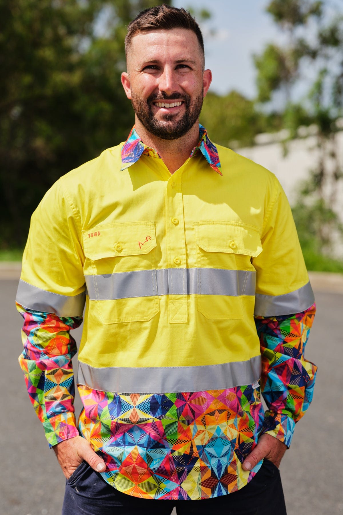 Men's Fractal Yellow Day/Night Hi Vis Workshirt