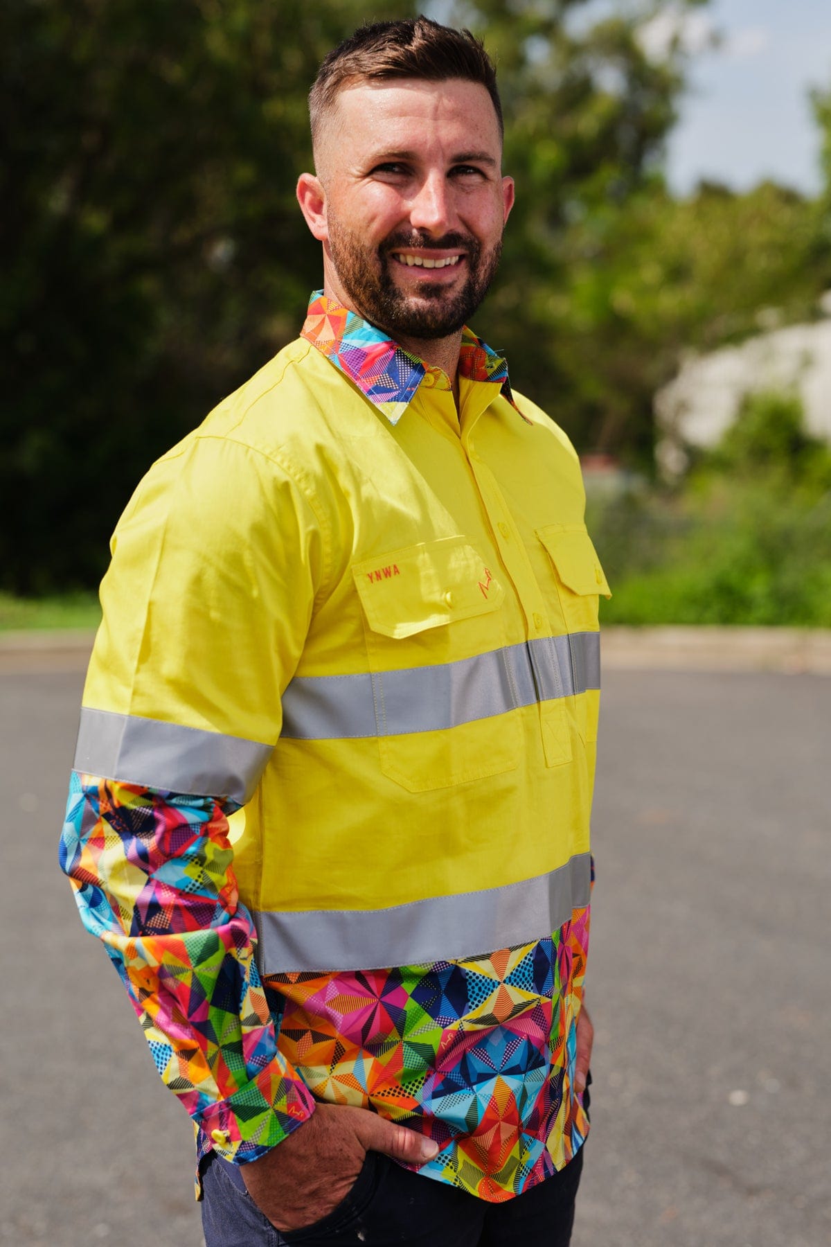 Men's Fractal Yellow Day/Night Hi Vis Workshirt