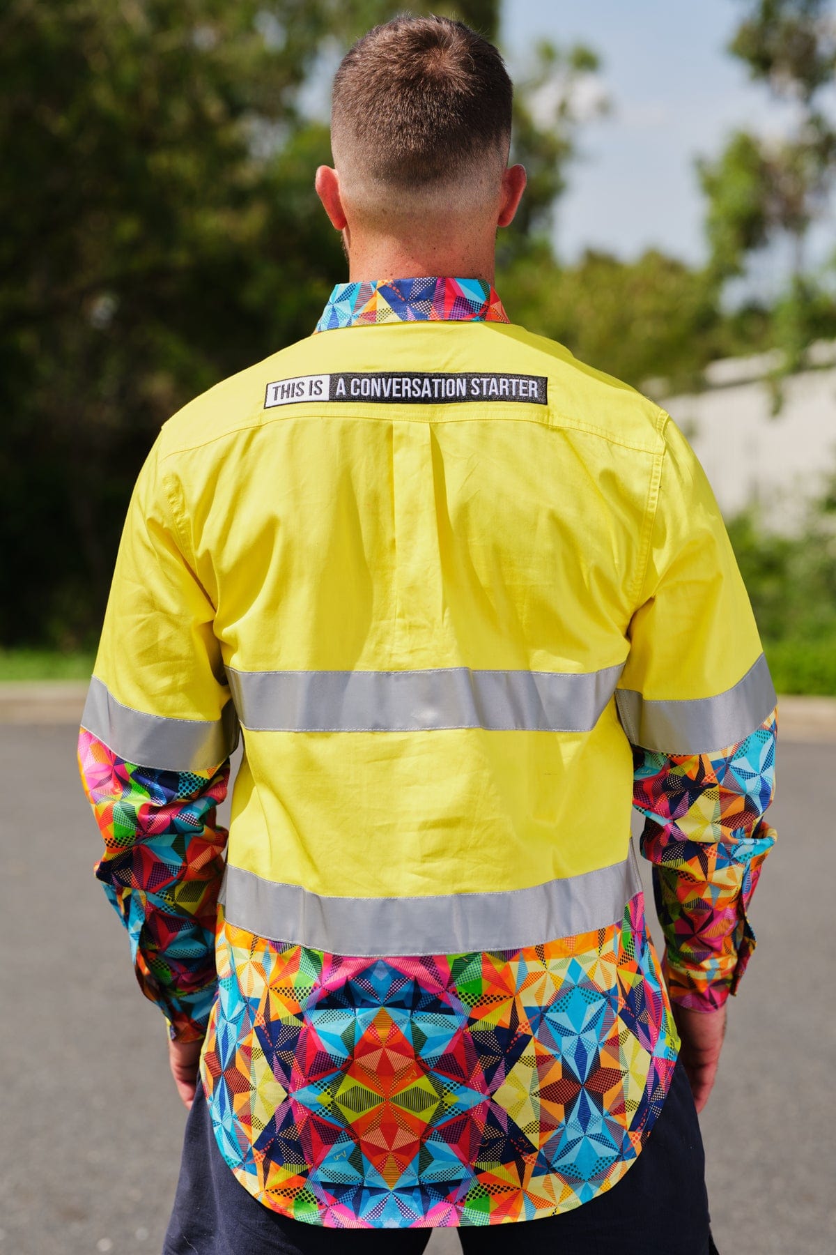 Men's Fractal Yellow Day/Night Hi Vis Workshirt