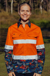 Women's Ningaloo Nomad Orange Day/Night Hi Vis Work Shirt