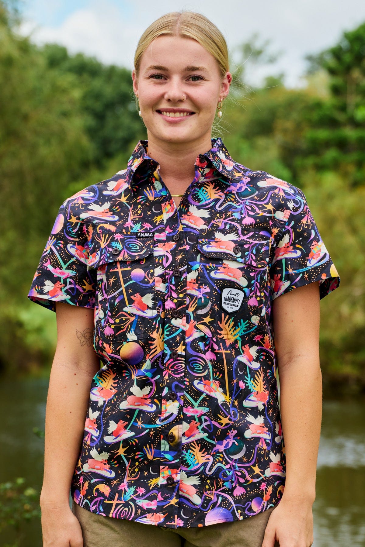 Womens Pork Patrol Short Sleeve Work Shirt