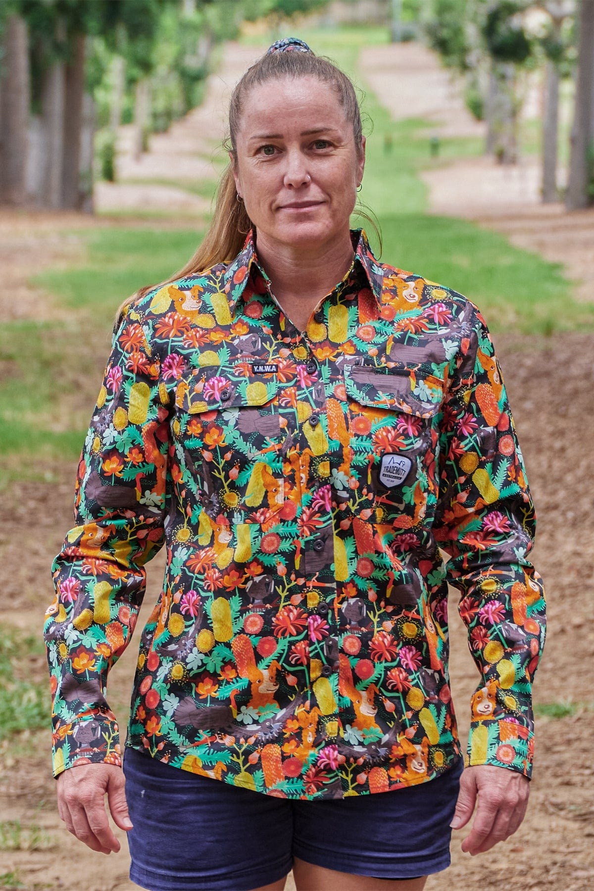 Women's Swoopy Bois Full Button Long Sleeve Workshirt