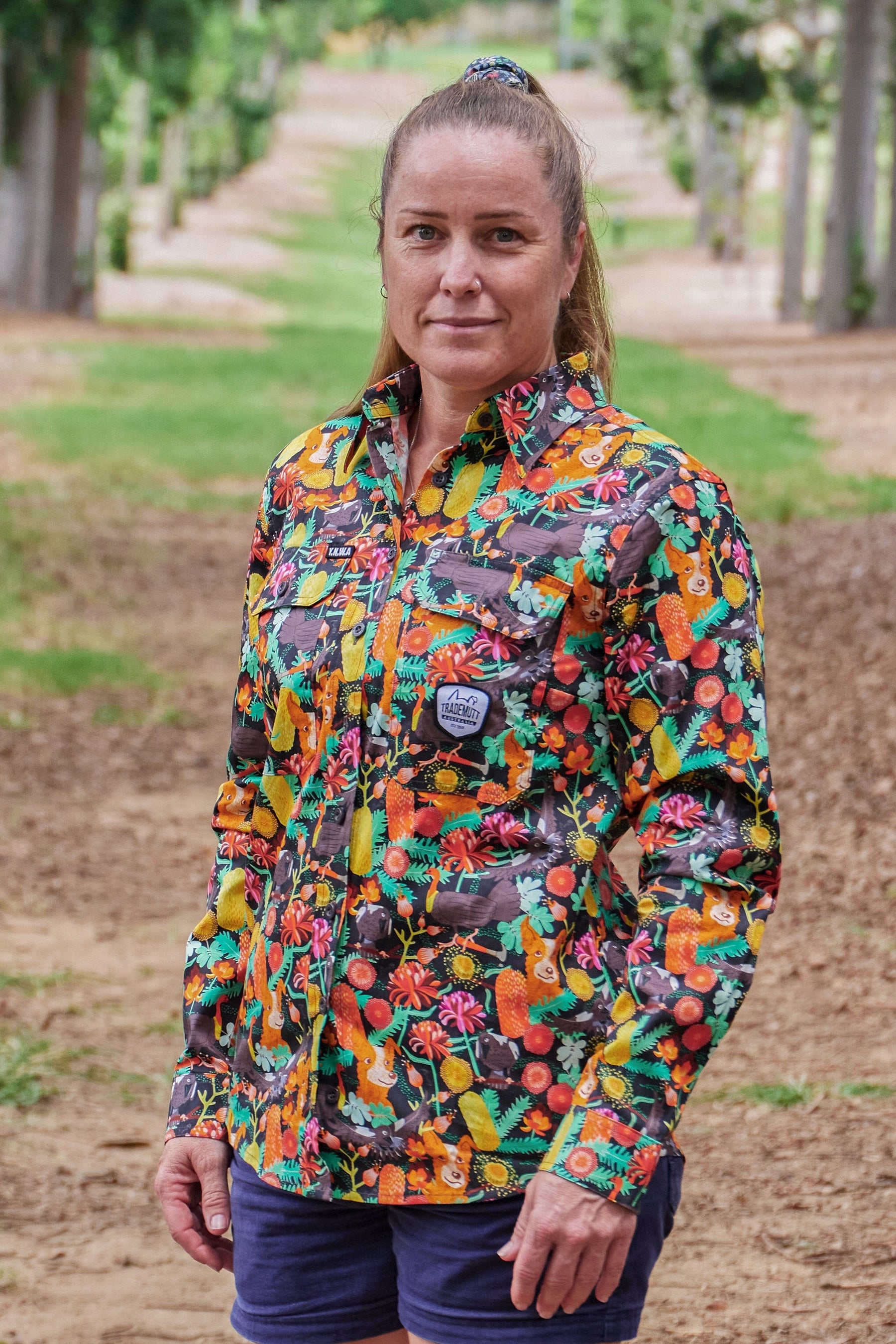 Women's Swoopy Bois Full Button Long Sleeve Workshirt