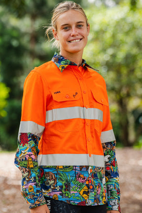 TradeMutt Workshirt Women's May Orange Day/Night Hi Vis Work Shirt Women's May Orange Day/Night Hi Vis Work Shirt
