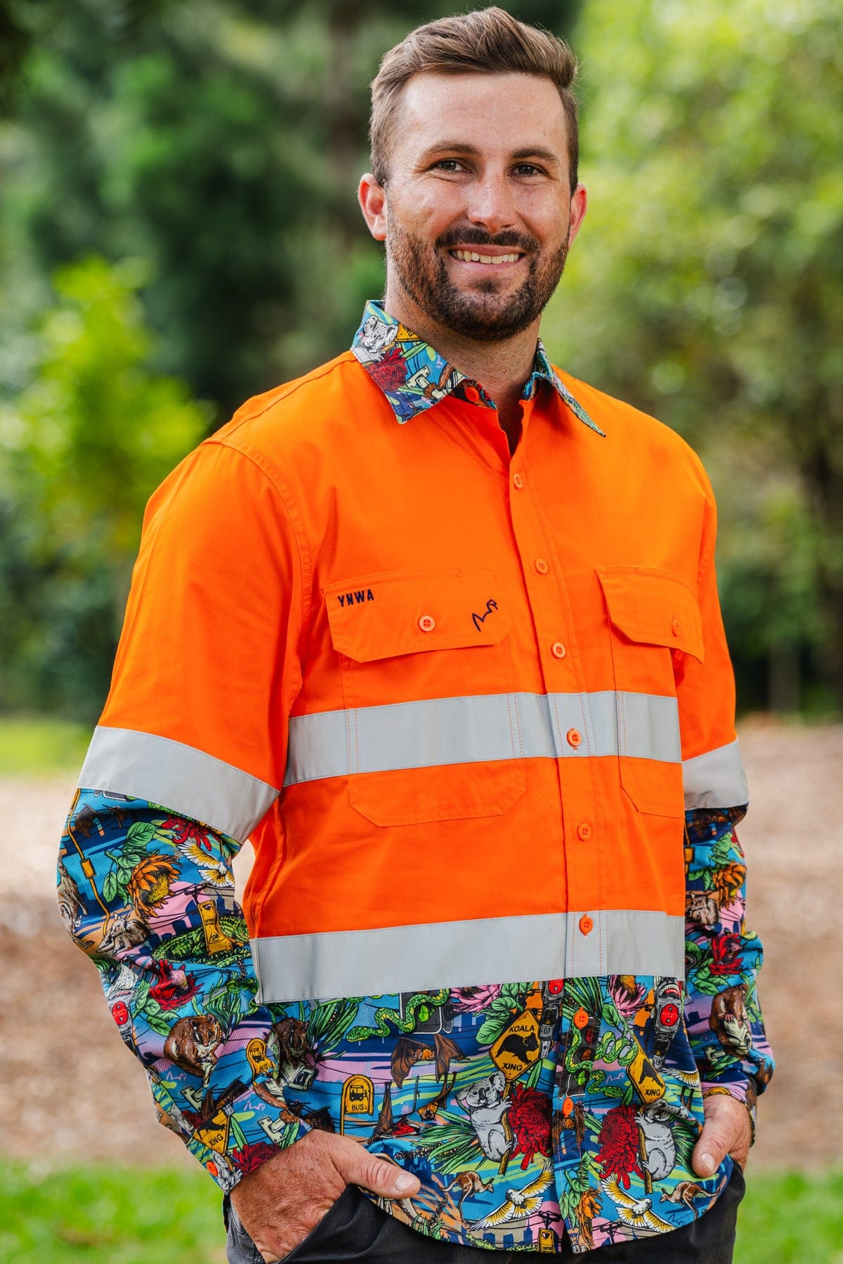 TradeMutt Workshirt Men's May Orange Day/Night Hi Vis Work Shirt Men's May Orange Day/Night Hi Vis Work Shirt
