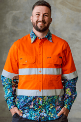 TradeMutt Orange Hi Vis Workshirt Men's True Blue Mountains Orange Day/Night Hi Vis Work Shirt Men's True Blue Mountains Hi Vis Work Shirt | TradeMutt