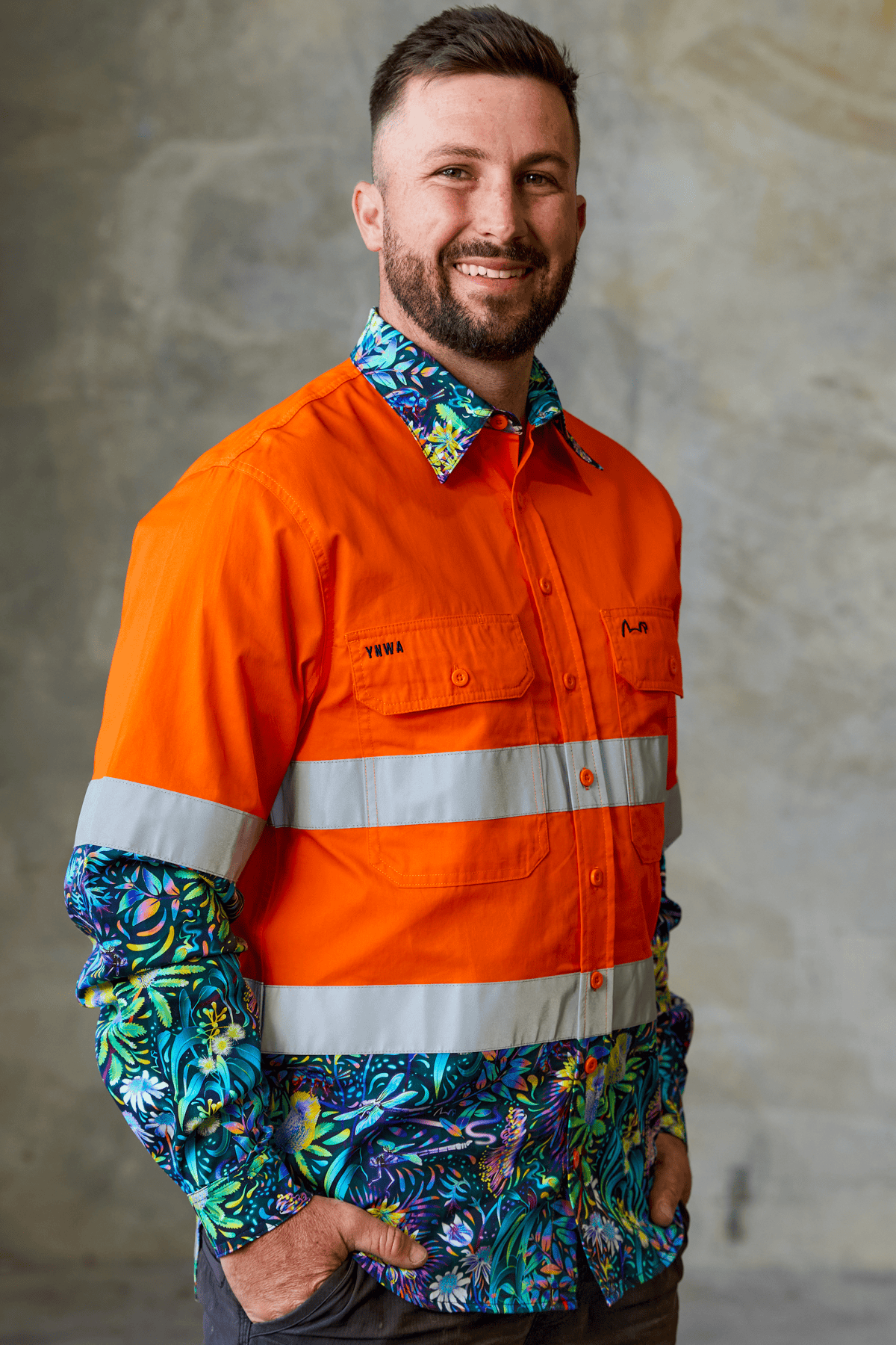 TradeMutt Orange Hi Vis Workshirt Men's True Blue Mountains Orange Day/Night Hi Vis Work Shirt Men's True Blue Mountains Hi Vis Work Shirt | TradeMutt