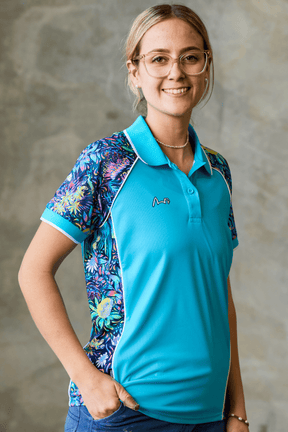 TradeMutt RPET Polo Women's True Blue Mountains Blue Short Sleeve Polo Women's True Blue Mountains Blue Polo | TradeMutt