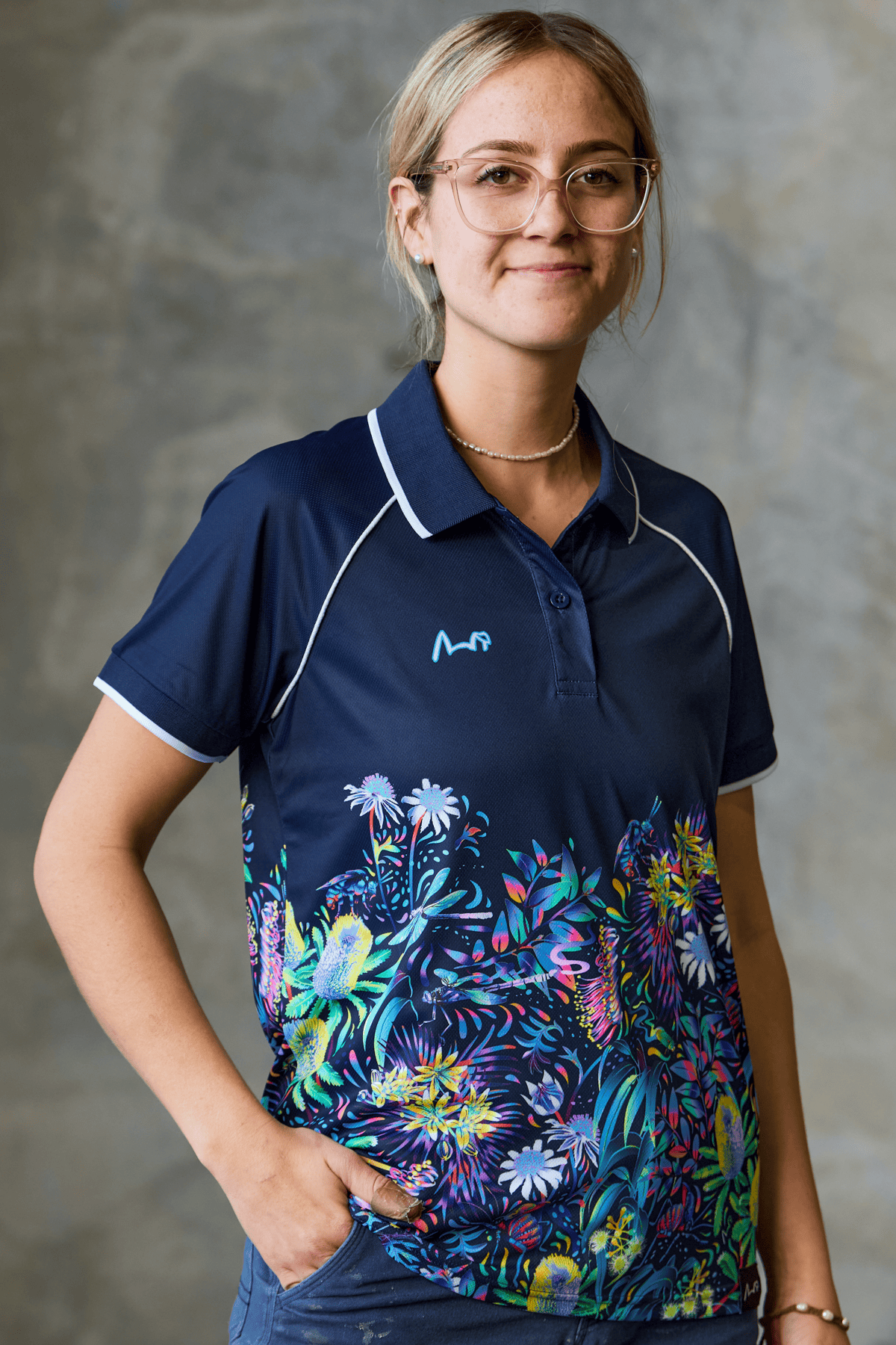 TradeMutt RPET Polo Women's True Blue Mountains Feature Short Sleeve Polo Women's True Blue Mountains Feature Polo | TradeMutt